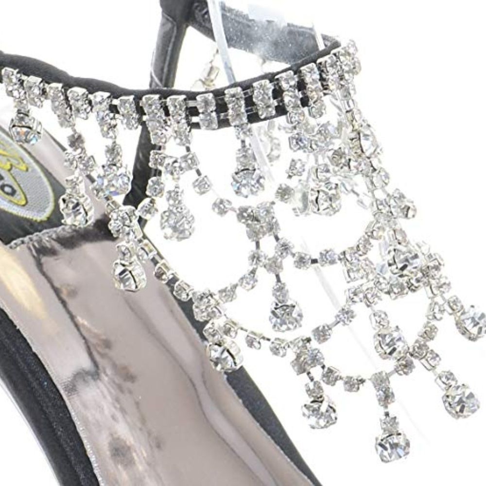 Cascading Rhinestone Sandals Evening Bridal Shoes - Picture 2 of 4